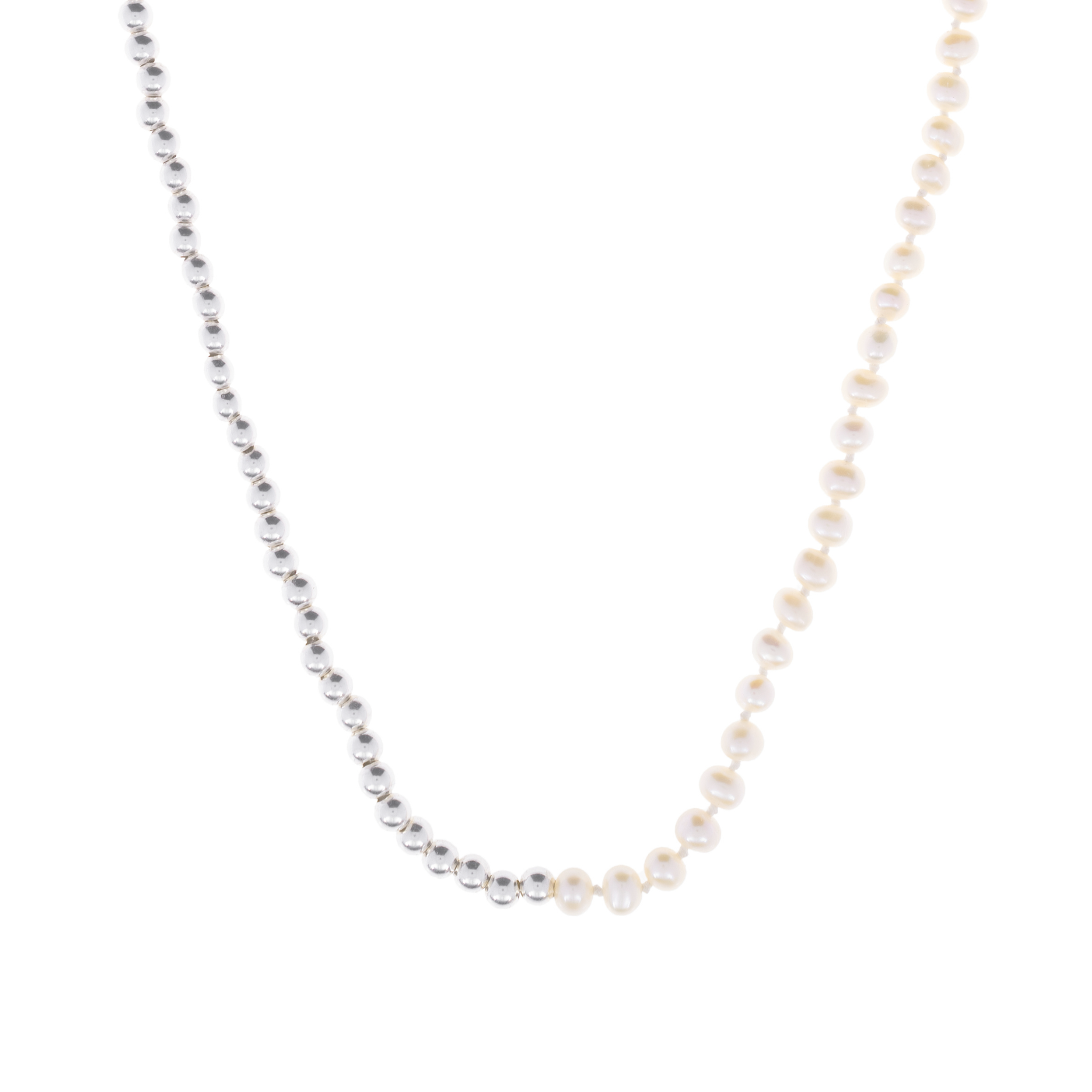 Dual Necklace | Collar de Perlas y Balines en Plata