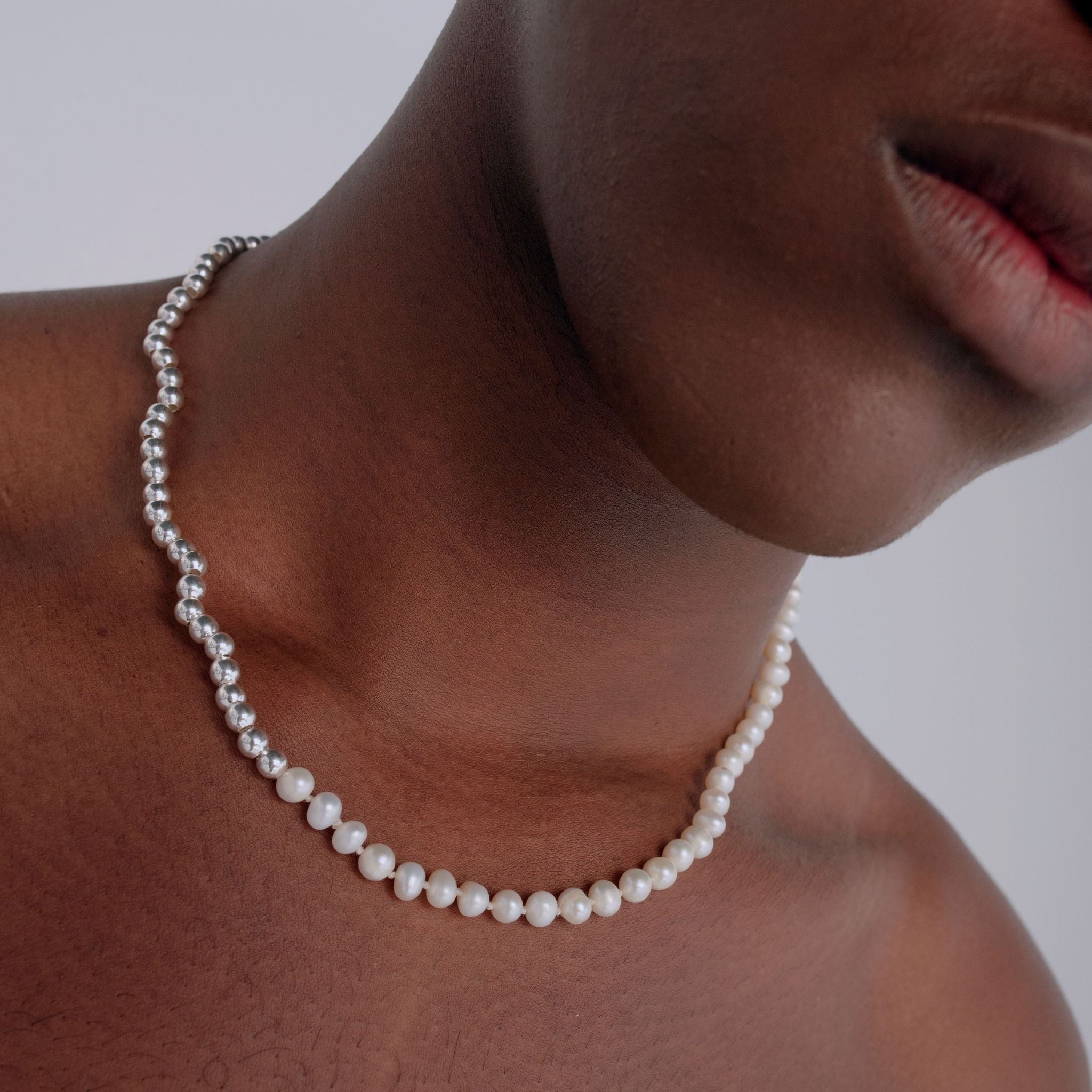Dual Necklace | Collar de Perlas y Balines en Plata