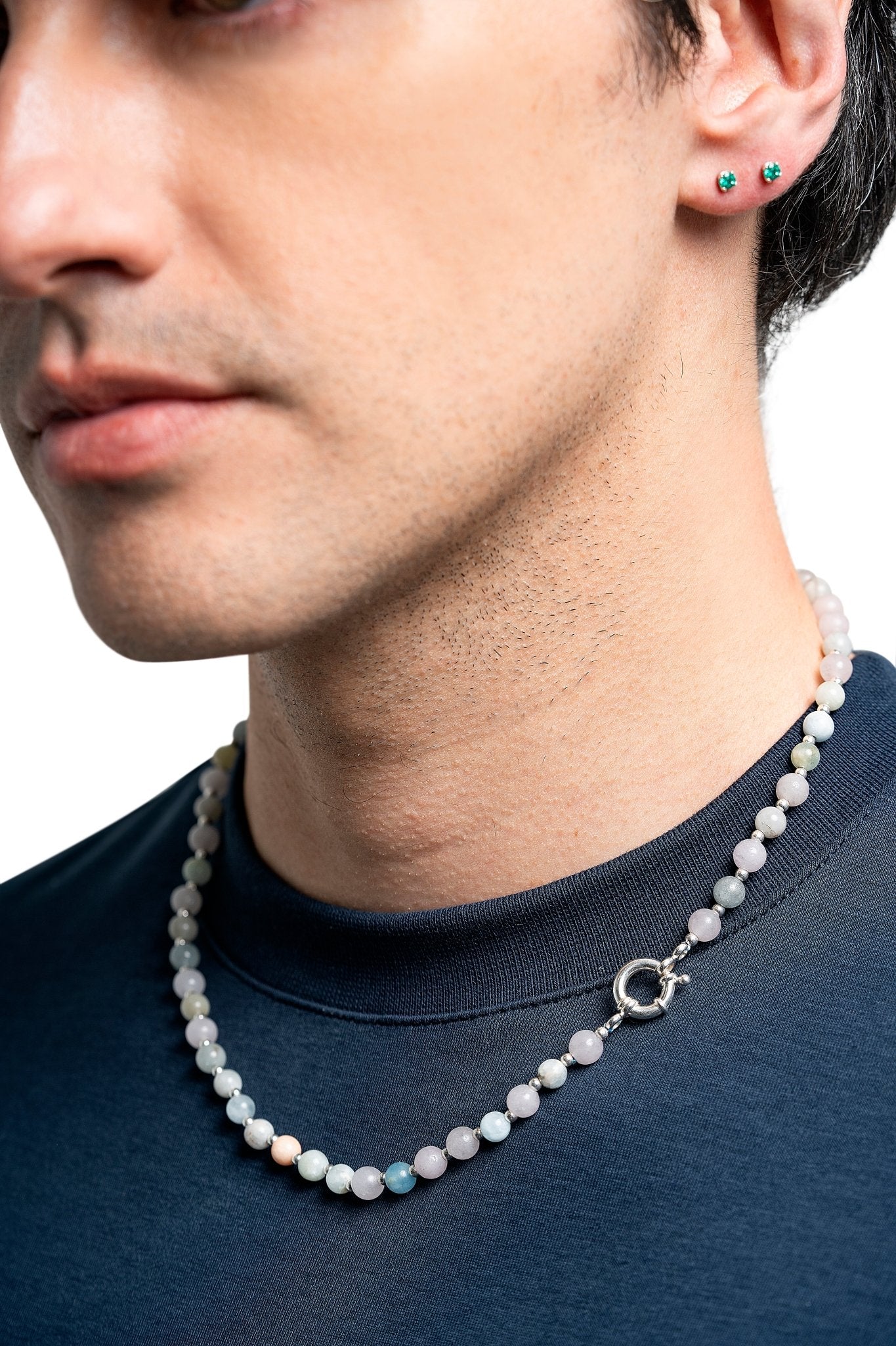 AQUA VOID NECKLACE | COLLAR DE PIEDRAS AGUA MARINA Y BALINES EN PLATA 925 - BAROQ