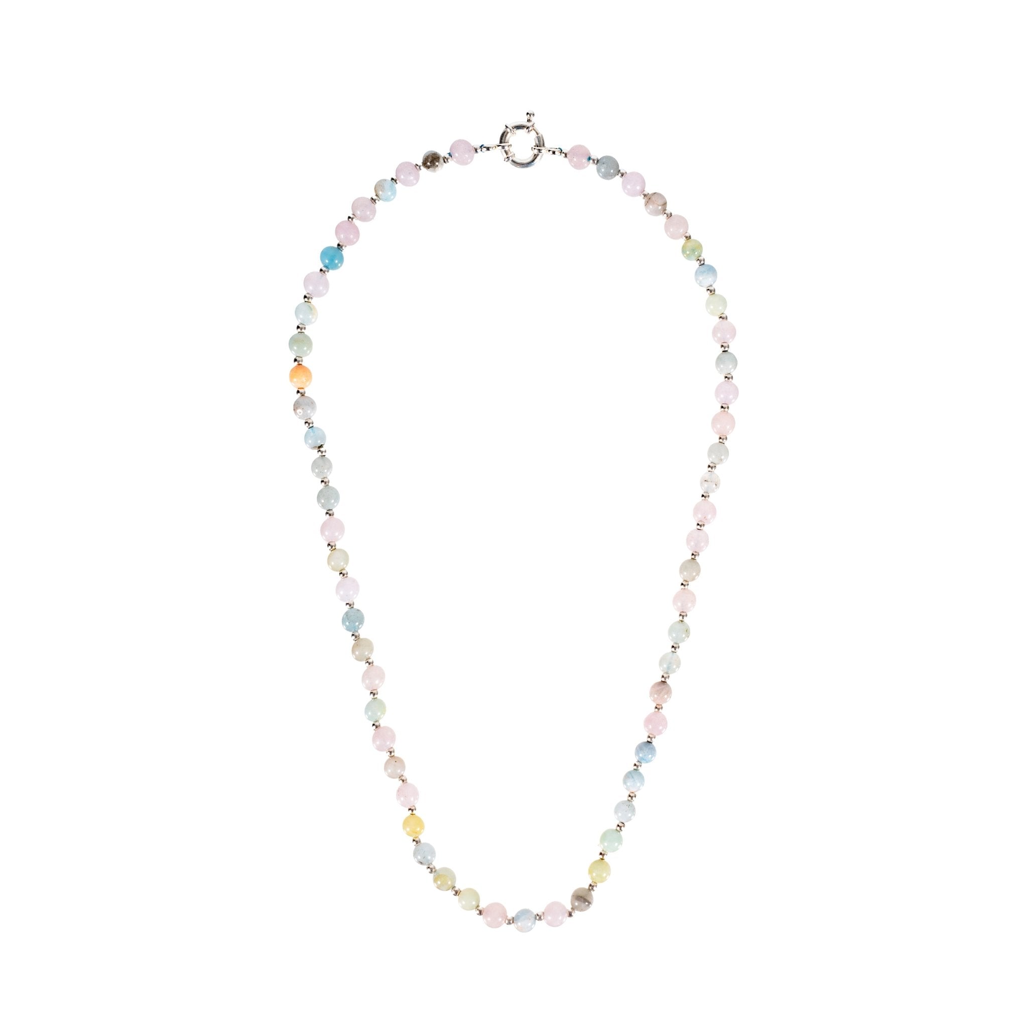AQUA VOID NECKLACE | COLLAR DE PIEDRAS AGUA MARINA Y BALINES EN PLATA 925 - BAROQ