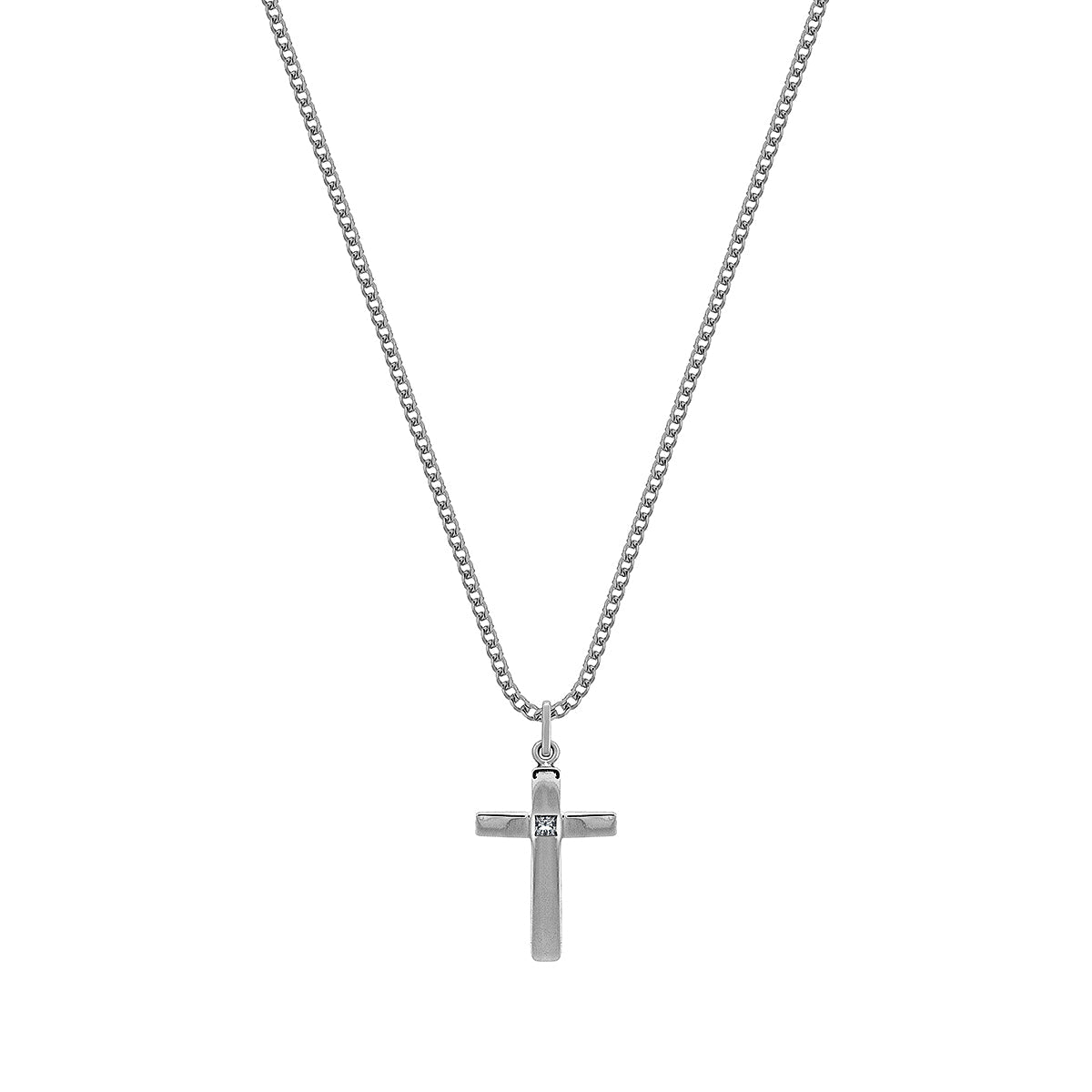 AXIS CROSS NECKLACE | CADENA CON DIJE EN FORMA DE CRUZ EN PLATA LEY 925 Y PIEDRA - BAROQ