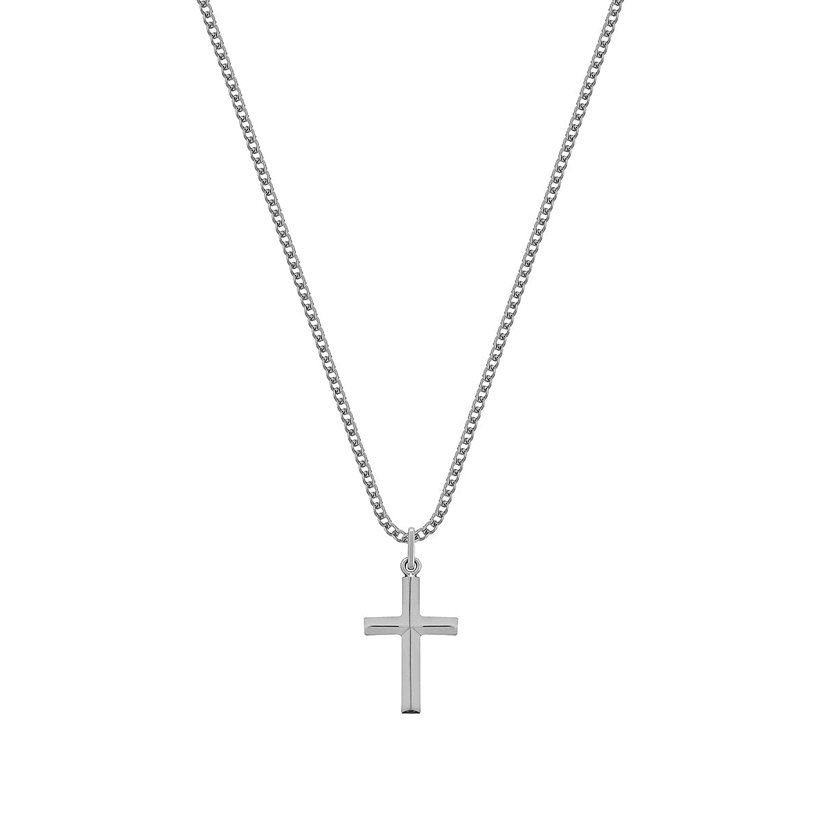 Cadena Cross de plata 925 para hombre con dije de cruz de diseño minimalista y acabado pulido.