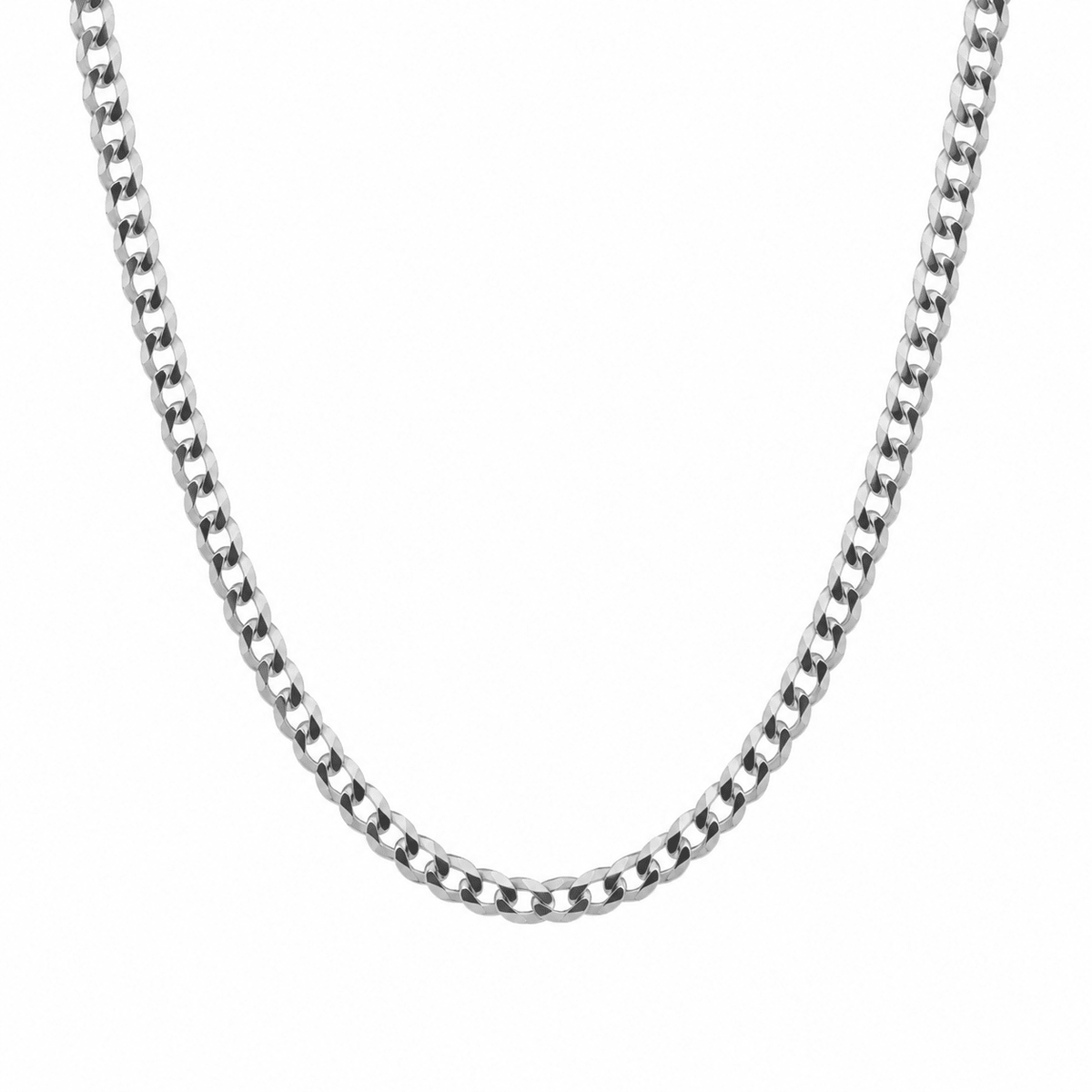Cadena cubana italiana de 5 mm en plata 925, diseño masculino minimalista y acabado pulido.