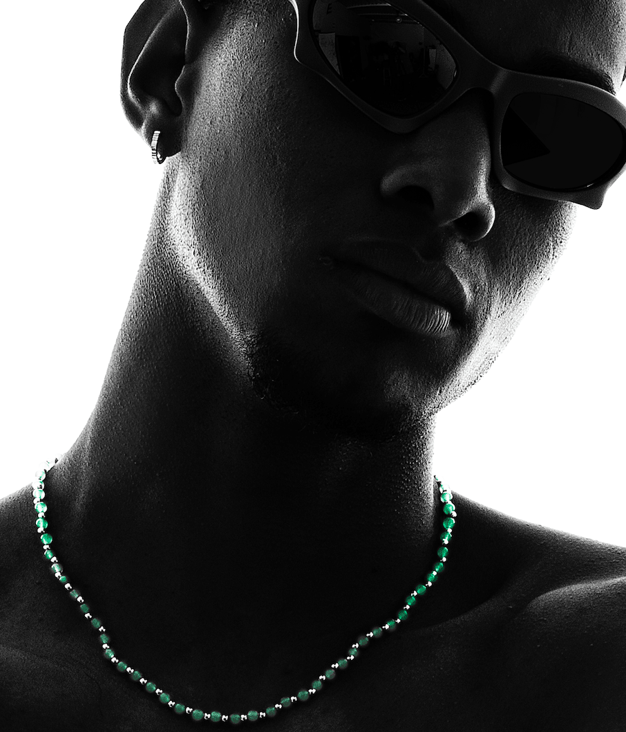GREEN MIST NECKLACE | COLLAR CON BALINES EN PLATA Y ÁGATAS - BAROQ