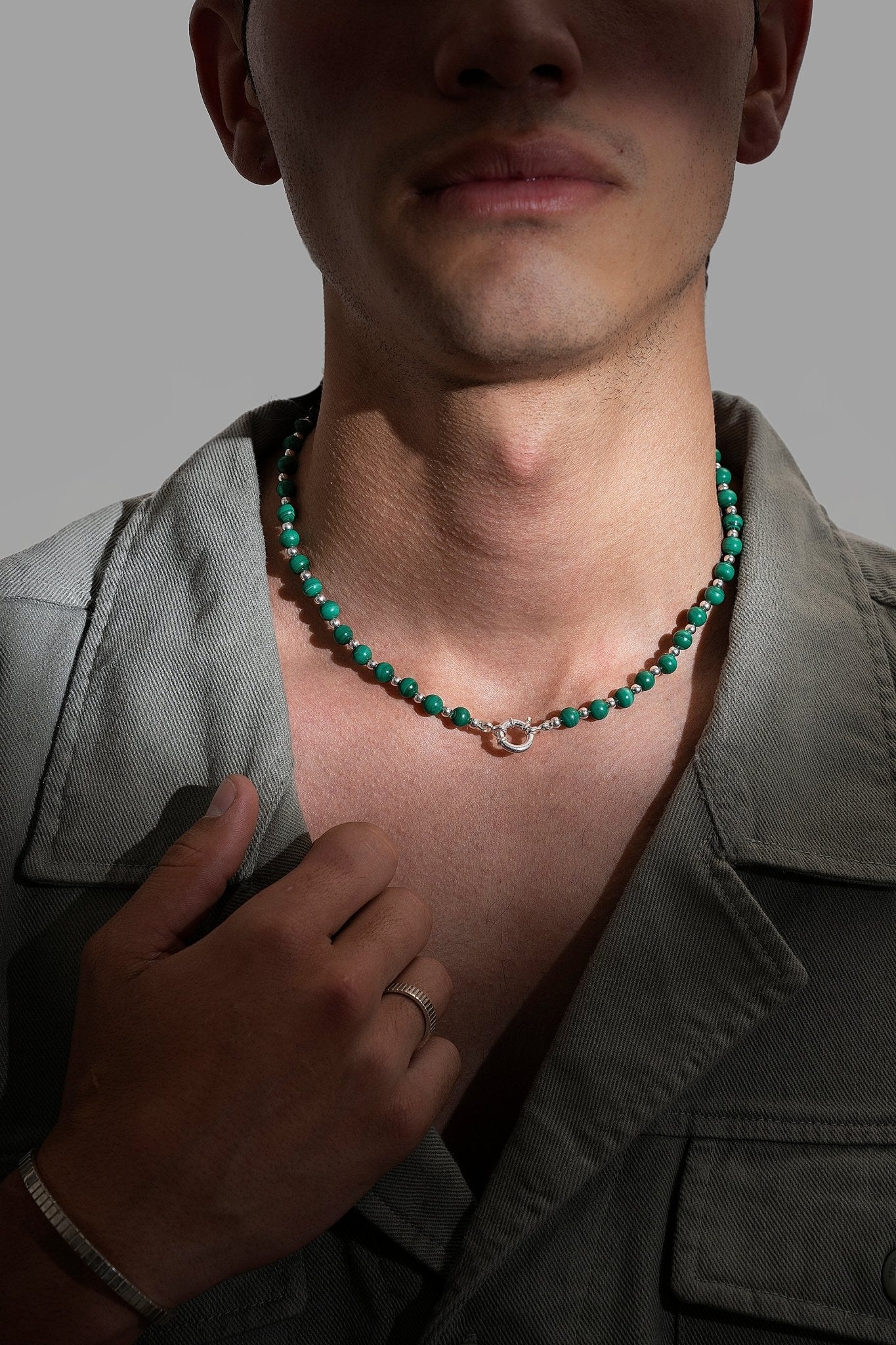 MALAQA NECKLACE | COLLAR DE MALAQUITAS CON BALINES EN PLATA LEY 925 - BAROQ