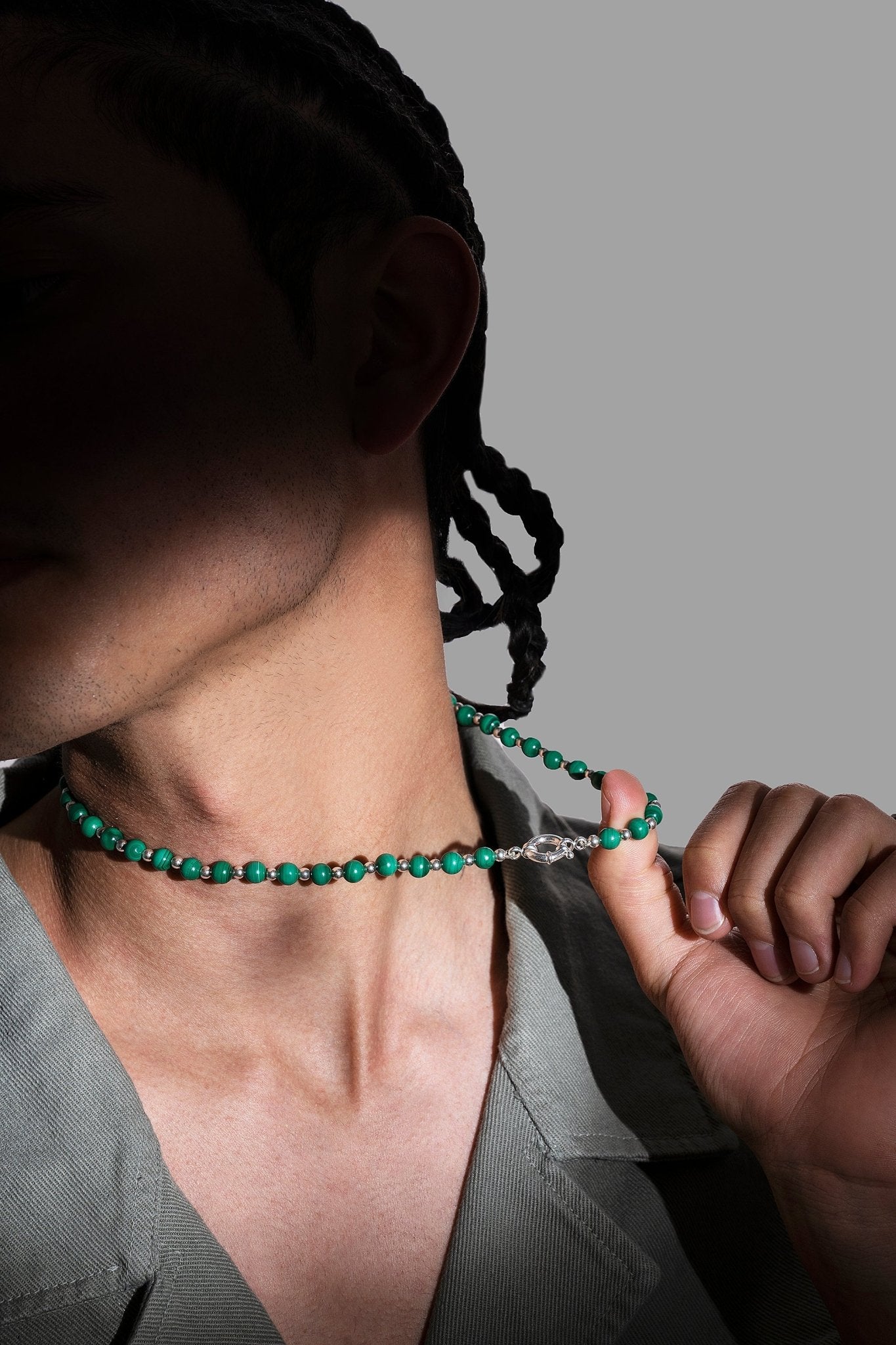MALAQA NECKLACE | COLLAR DE MALAQUITAS CON BALINES EN PLATA LEY 925 - BAROQ