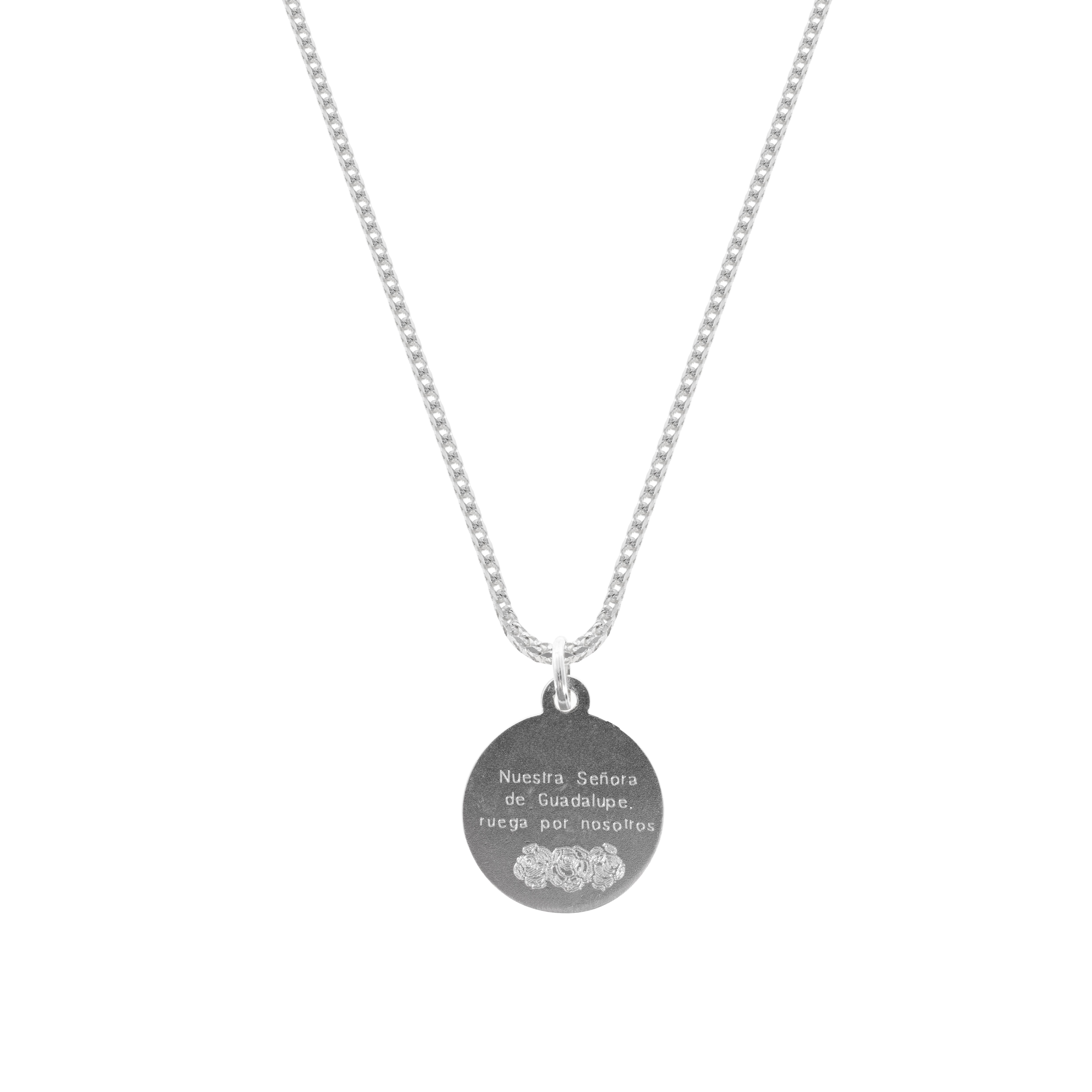 Dije de la Virgen de Guadalupe en plata 925 con cadena para hombre