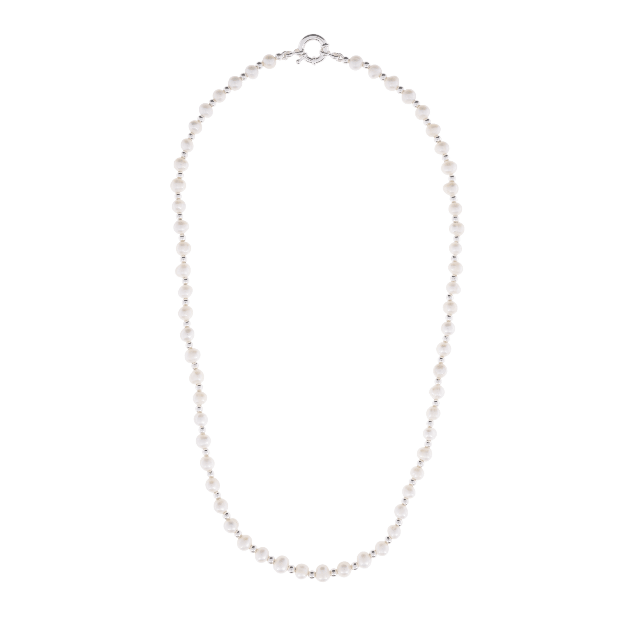 PEARL & SILVER BEAD NECKLACE | COLLAR DE PERLAS DE AGUA DULCE Y BALINES EN PLATA 925 - BAROQ
