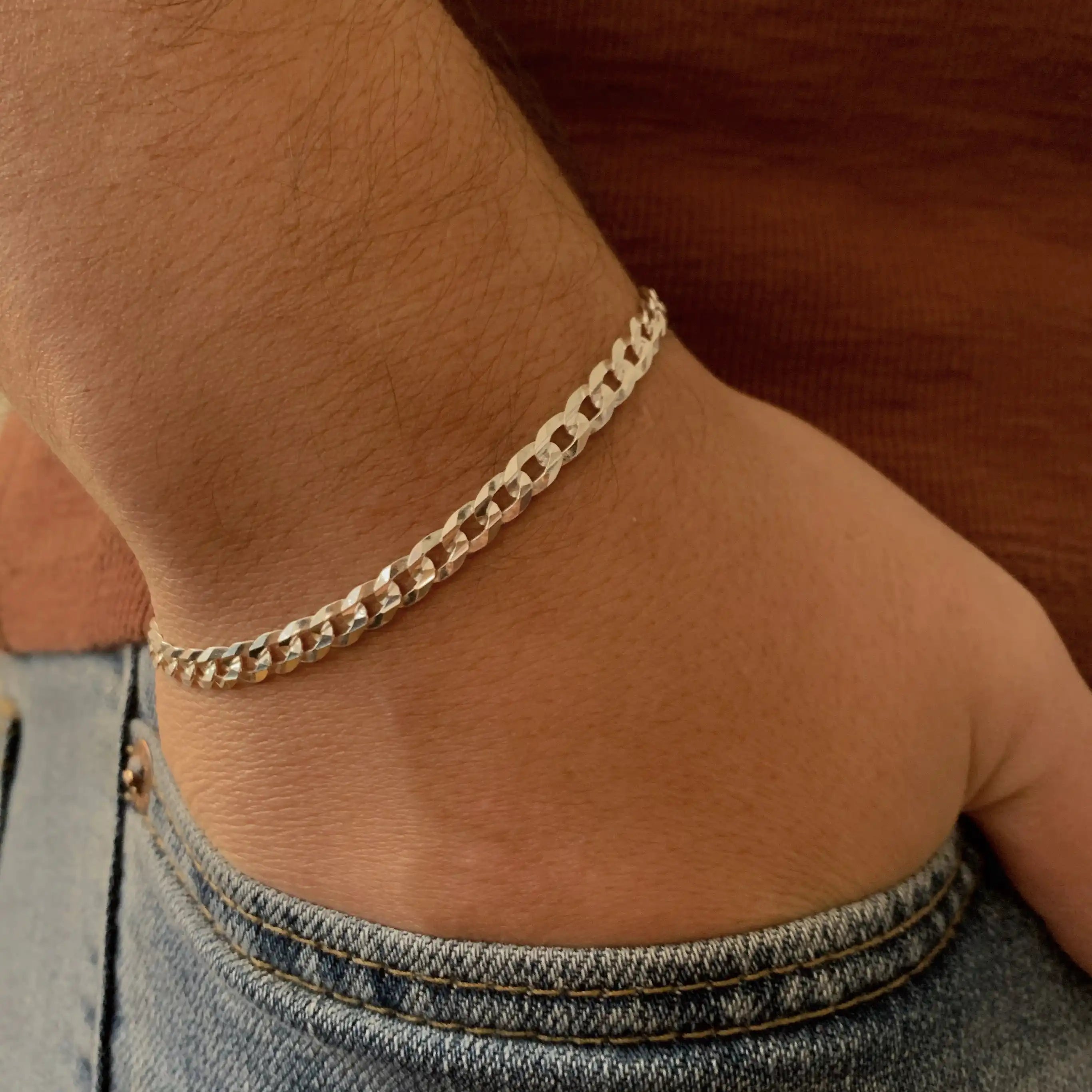 Pulsera cadena cubana de plata 925 para uso diario