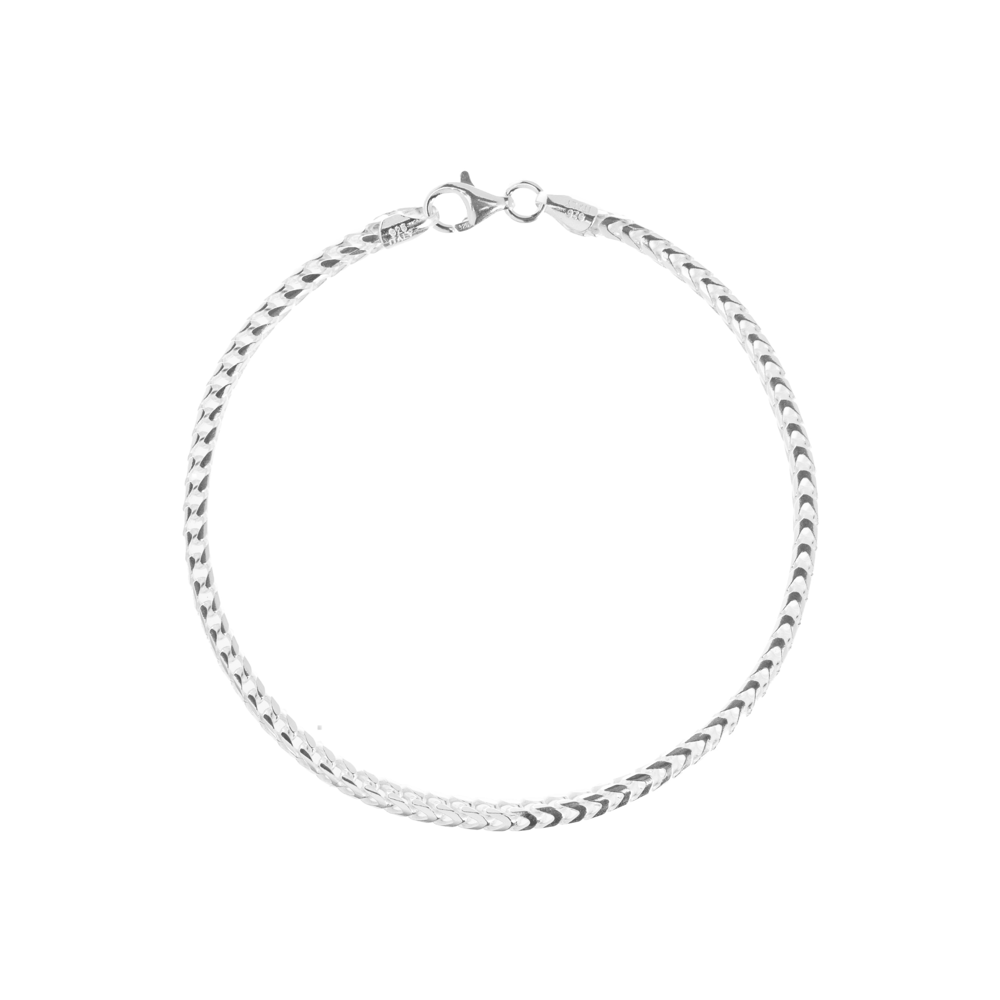 Pulsera tipo snake con tejido franco en plata italiana 925