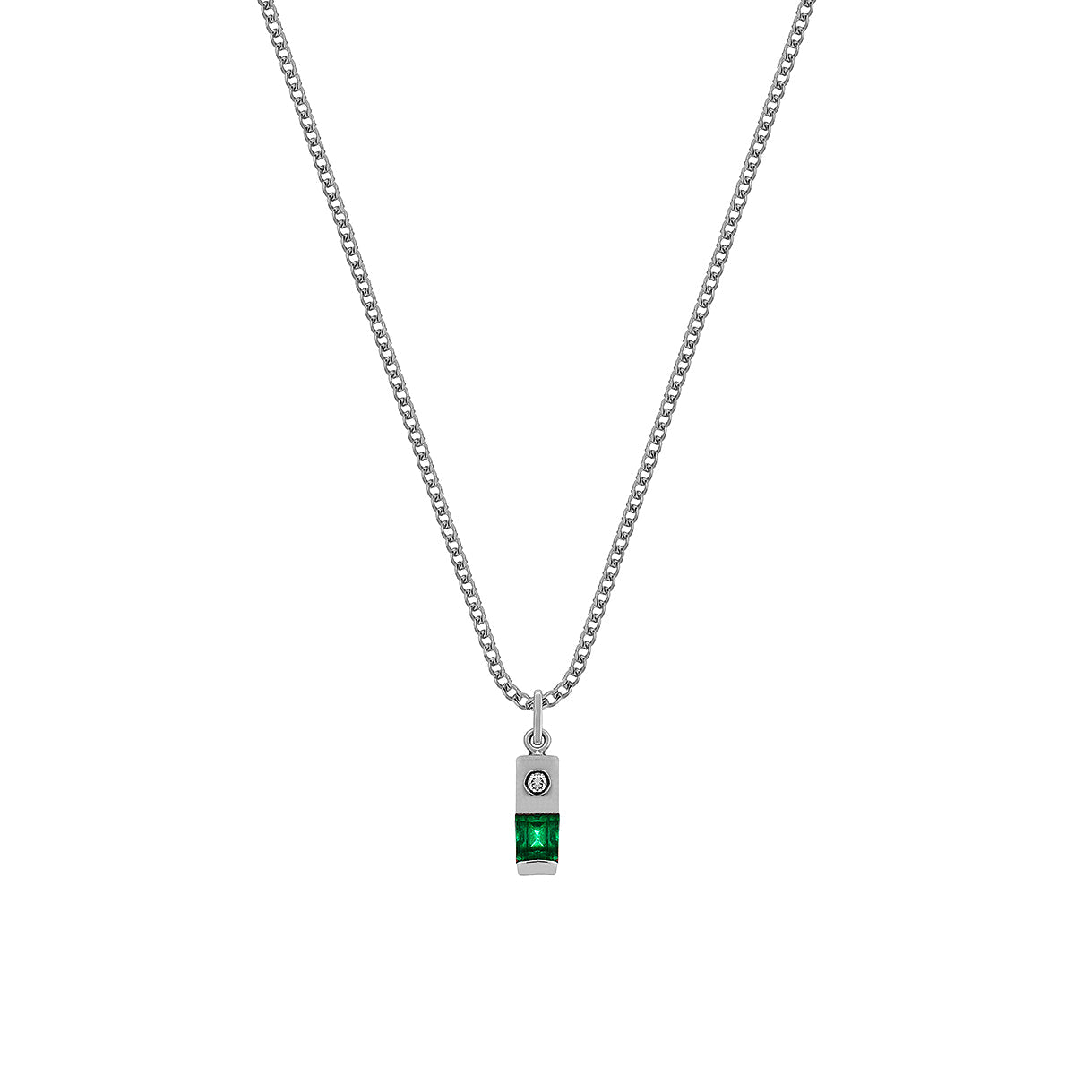 ZIP NECKLACE | CADENA DE PLATA 925 CON DIJE RECTANGULAR Y PIEDRA - BAROQ