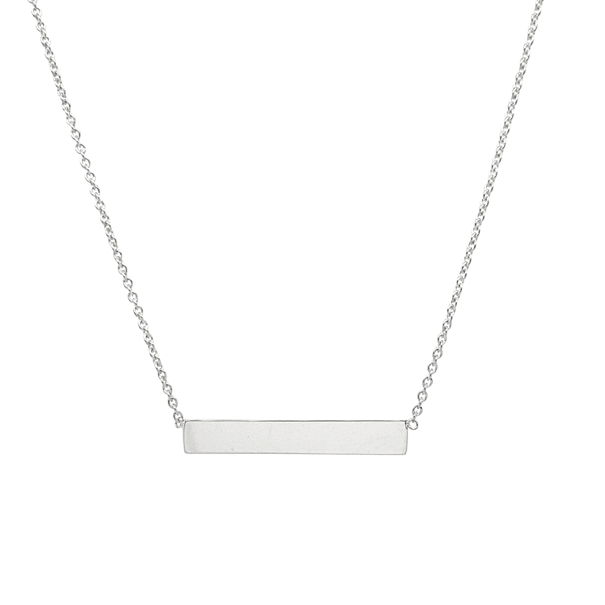 Cadena de placa horizontal en plata 925