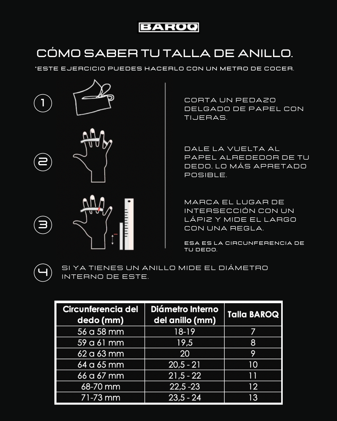Guía de tallas anillos