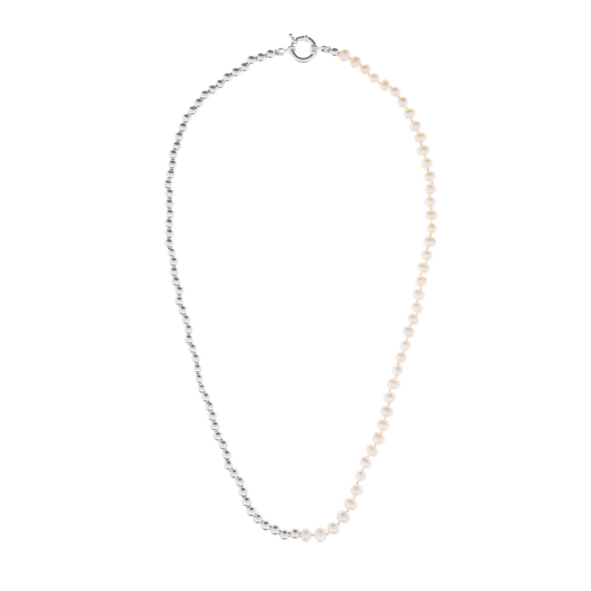 Dual Necklace | Collar de Perlas y Balines en Plata
