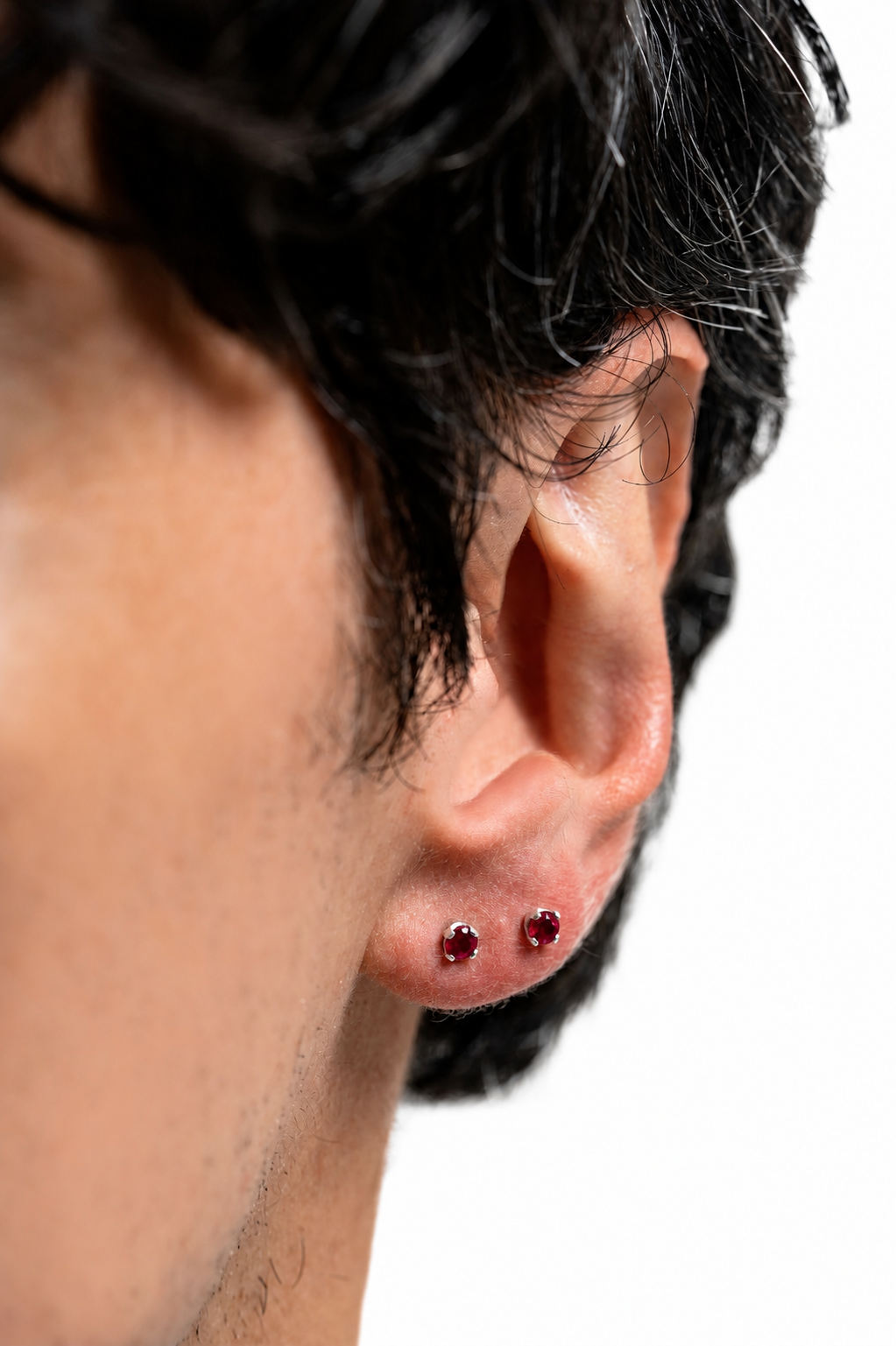 SILVER FACET RUBY | TOPOS CON RUBÍ EN PLATA LEY 925