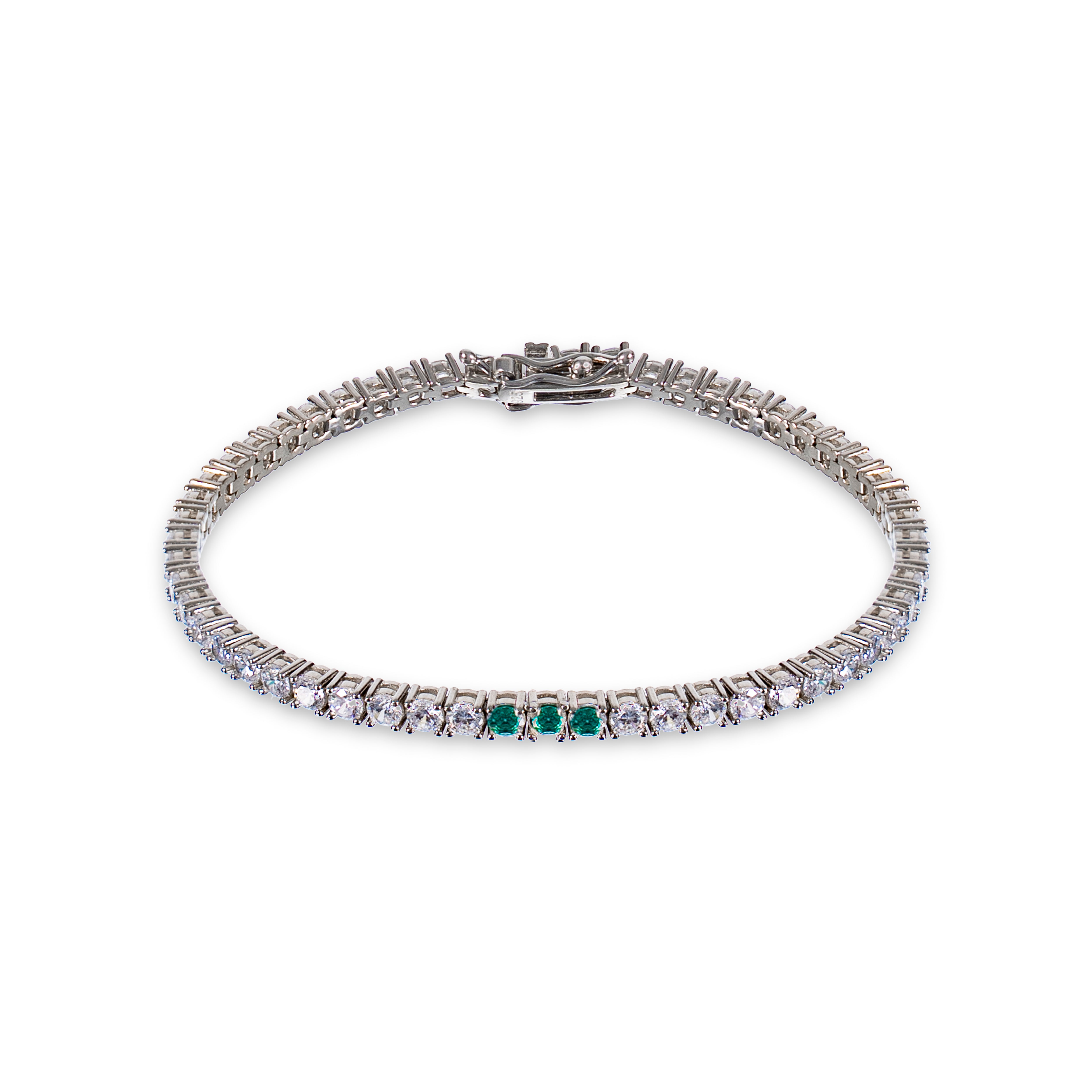 THE TRACE THREE BRACELET | PULSERA EN PLATA LEY 925 Y ESMERALDAS