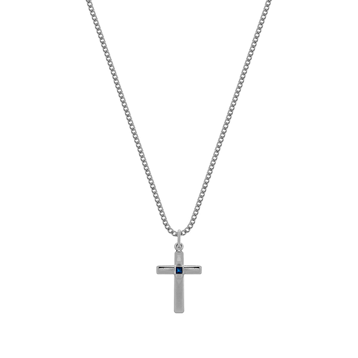 AXIS CROSS NECKLACE | CADENA EN FORMA DE CRUZ EN PLATA LEY 925 Y PIEDRA