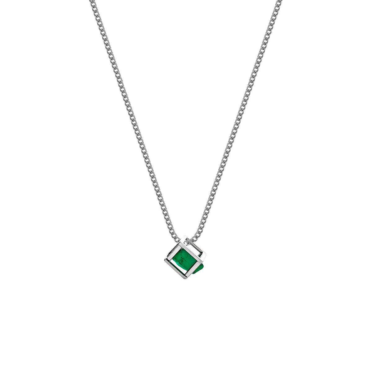 EMMERALD CUBE | COLLAR GEOMETRICO EN PLATA 925 CON ESMERALDA