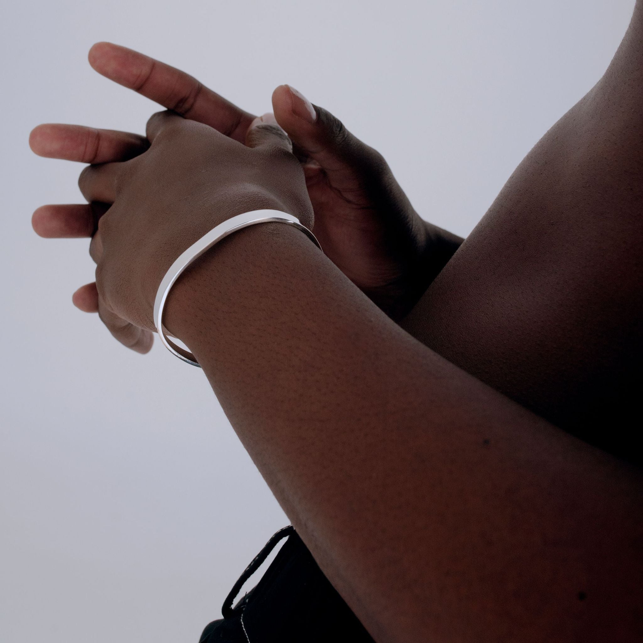 Silver cuff bracelet 925 7mm for men minimalist design