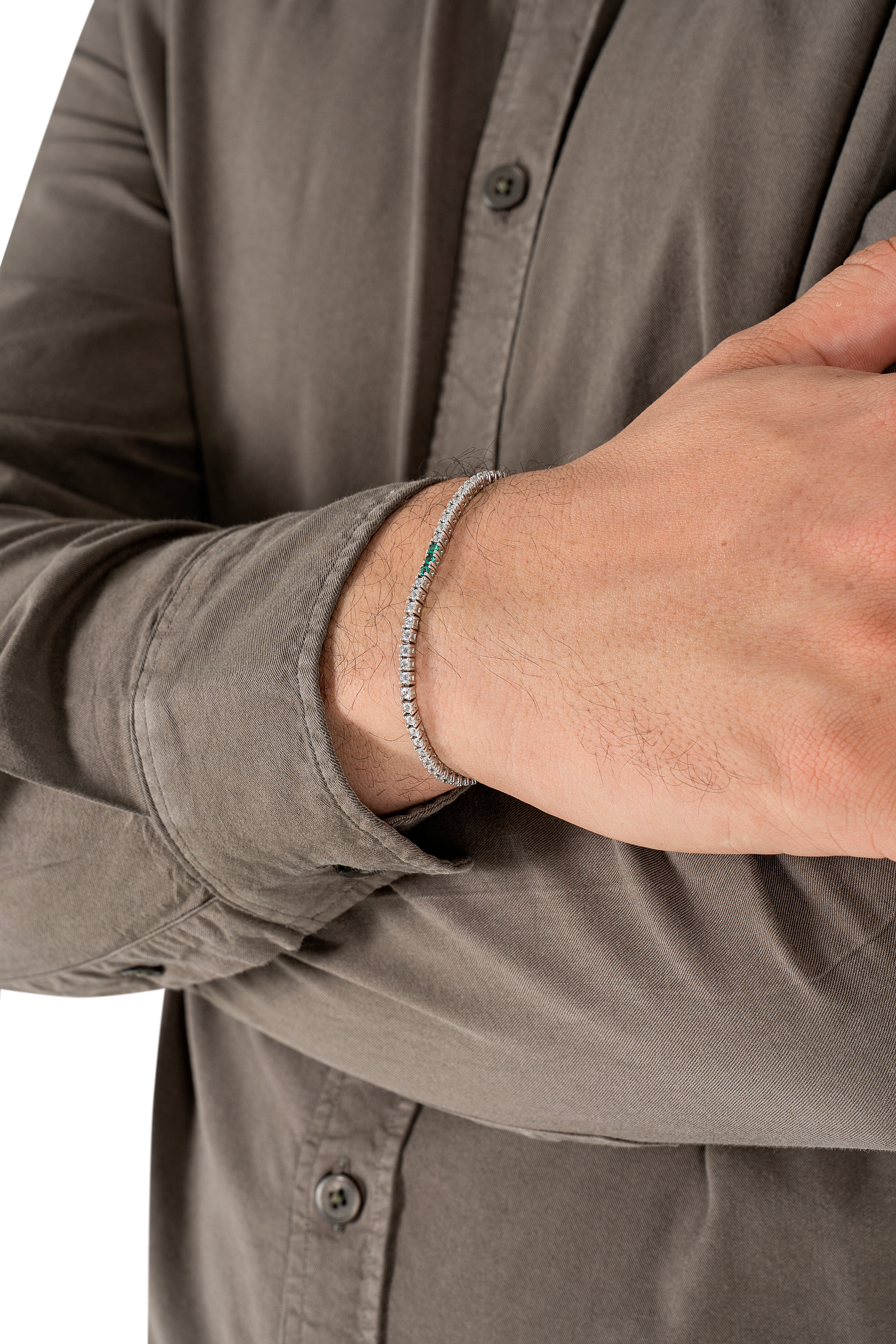 THE TRACE THREE BRACELET | PULSERA EN PLATA LEY 925 Y ESMERALDAS