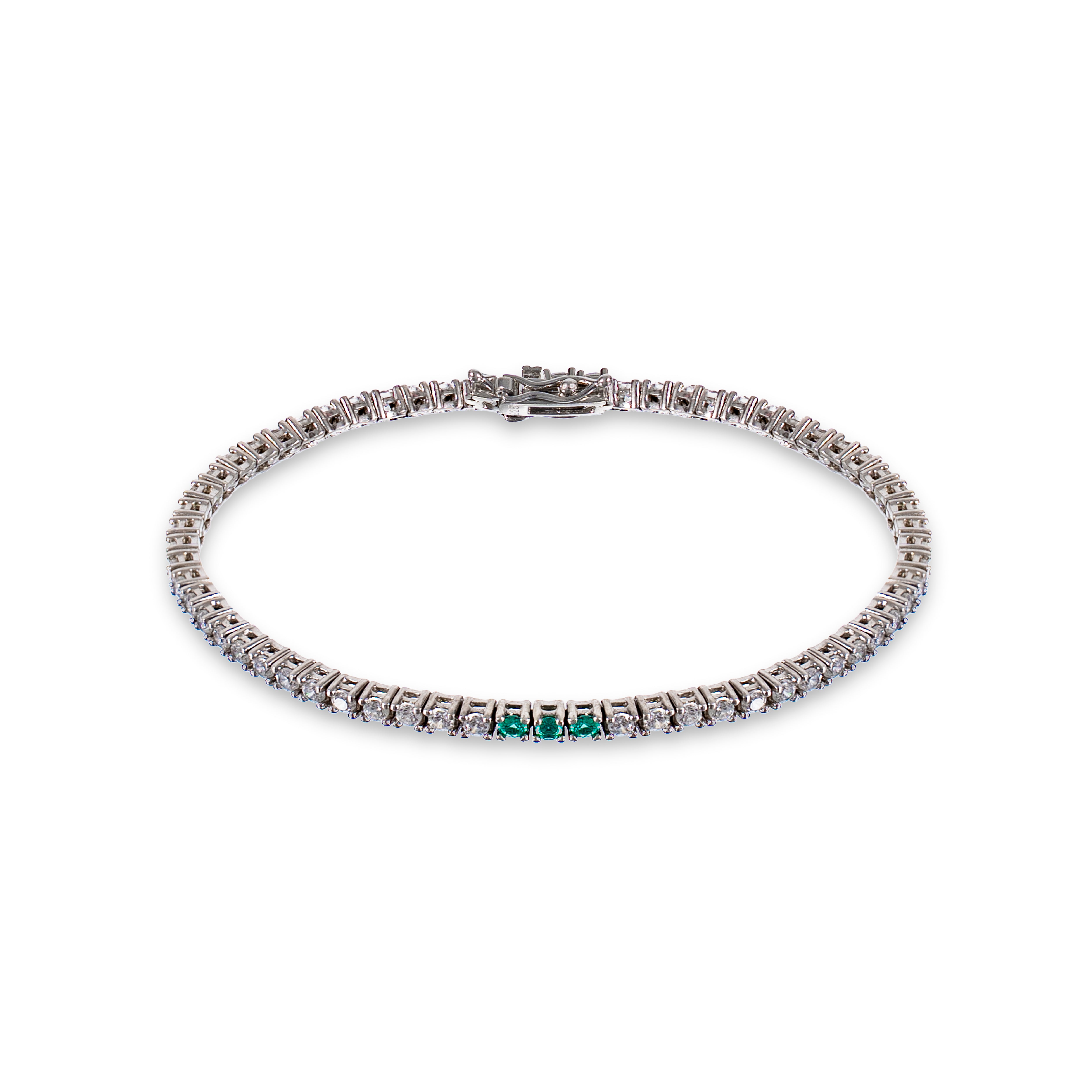 THE TRACE THREE BRACELET | PULSERA EN PLATA LEY 925 Y ESMERALDAS