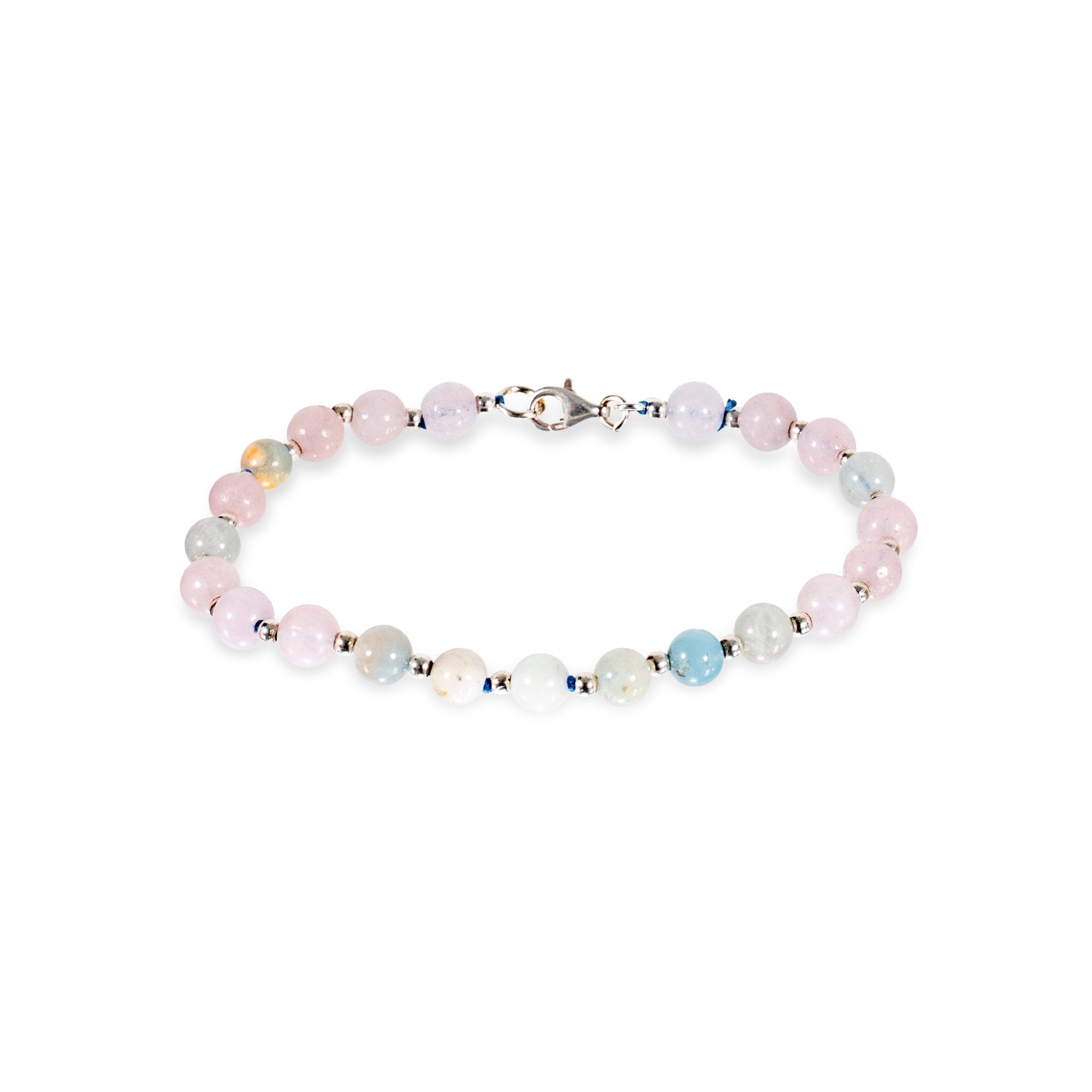 AQUA VOID BRACELET | PULSERA DE PIEDRAS AGUA MARINA Y BALINES EN PLATA 925 - BAROQ