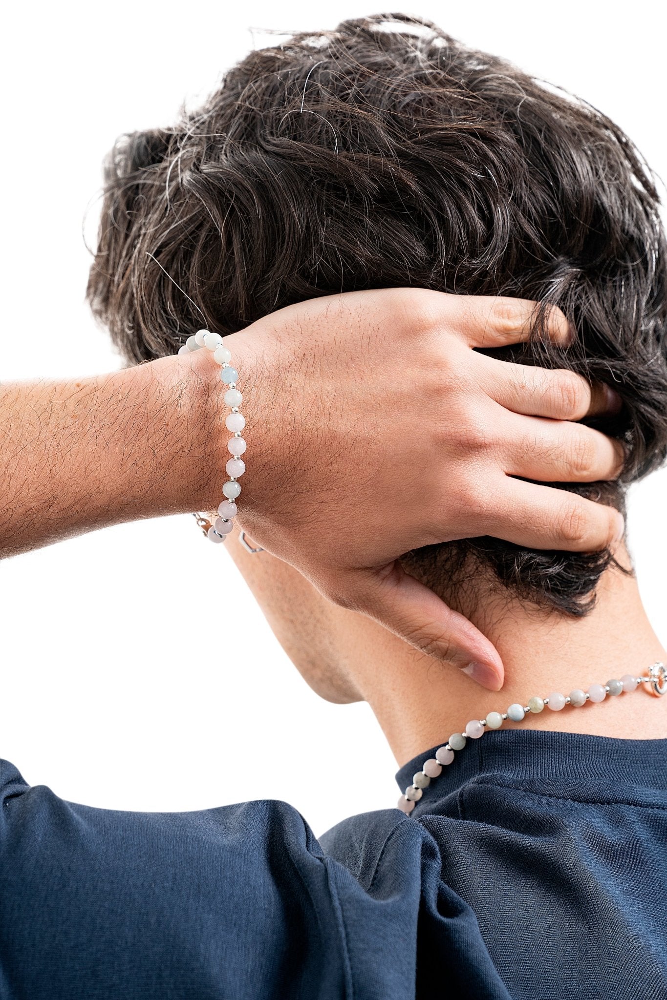 AQUA VOID BRACELET | PULSERA DE PIEDRAS AGUA MARINA Y BALINES EN PLATA 925 - BAROQ