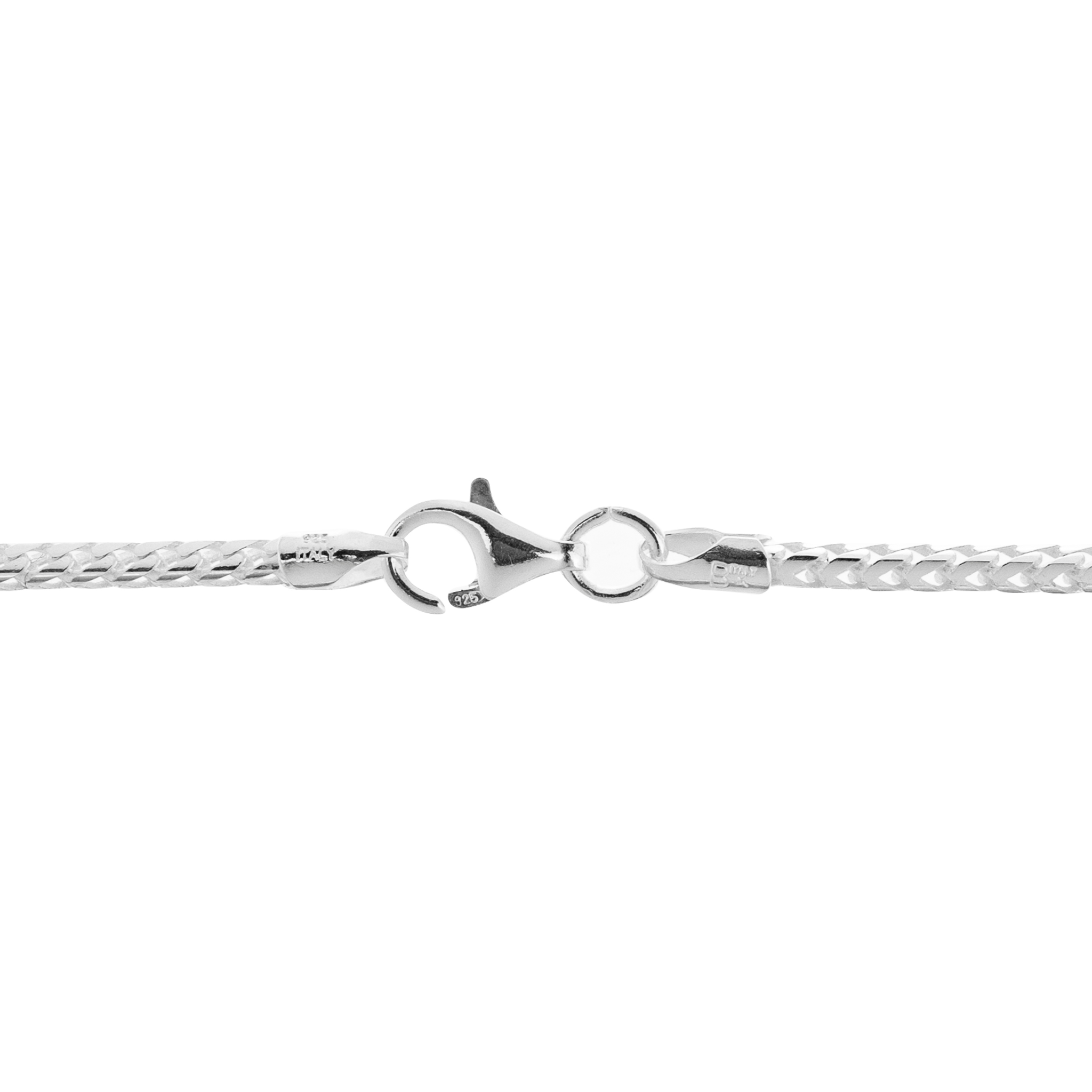 Cadena minimalista en plata con tejido franco acabado brillante