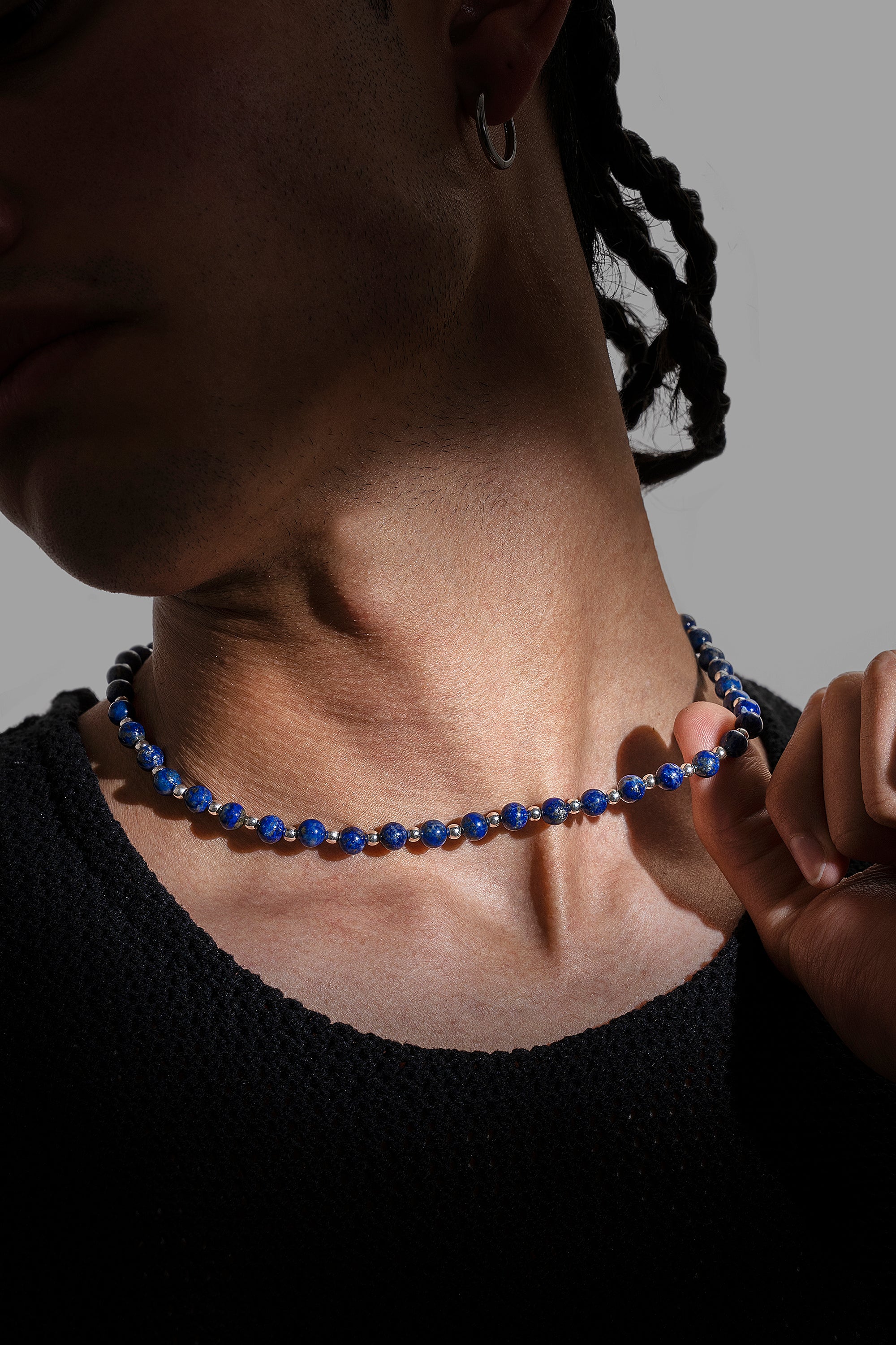 SAPPHIRE NECKLACE | COLLAR CON BALINES EN PLATA Y LAPISLÁZULI
