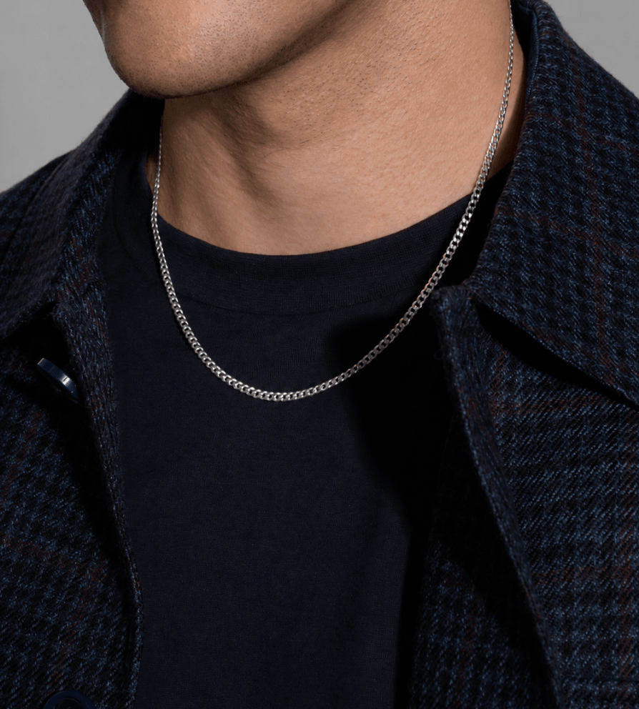Joyería masculina en plata 925, cadena D1 tipo cubana hecha a mano en Colombia por BAROQ.