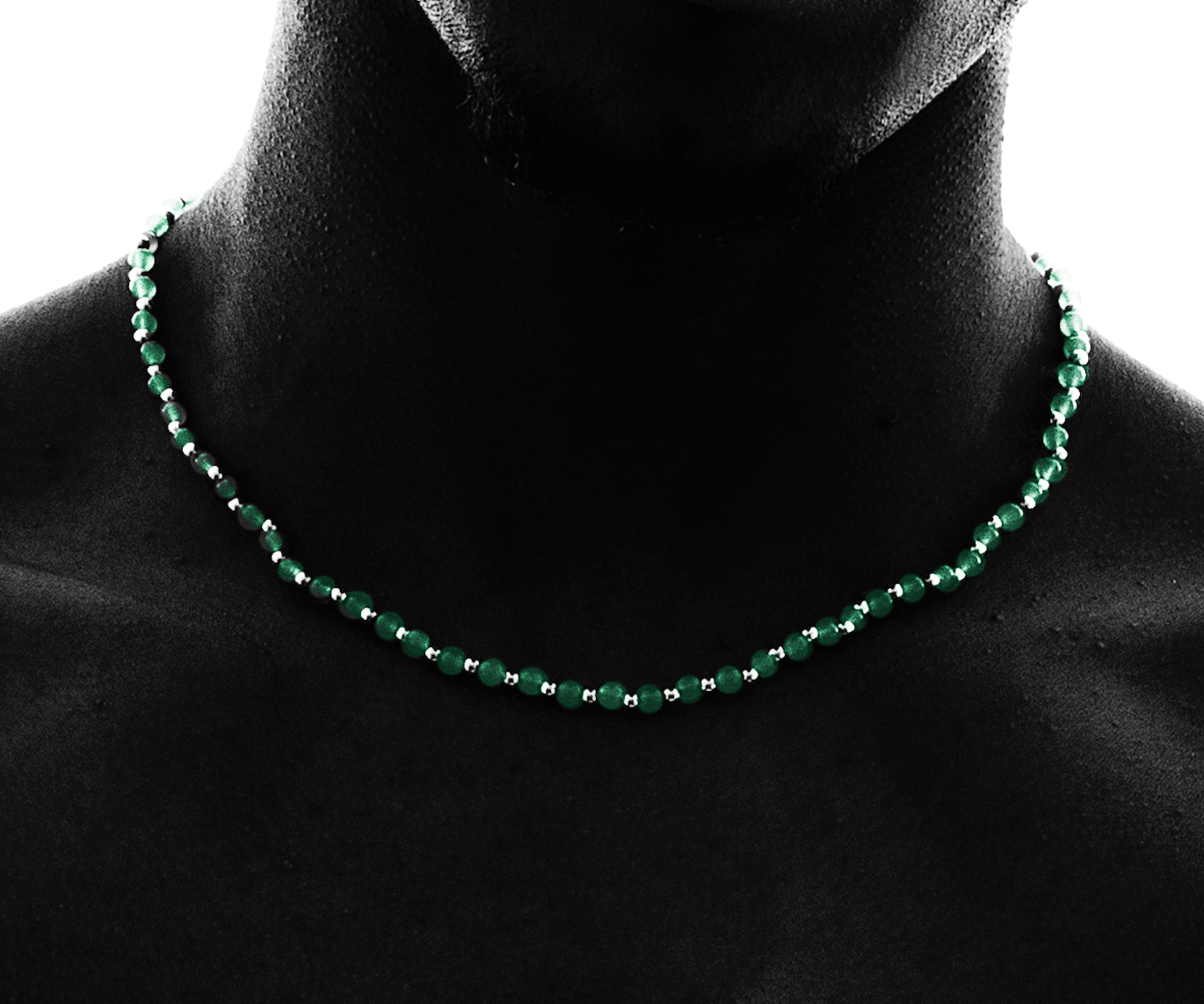 GREEN MIST NECKLACE | COLLAR CON BALINES EN PLATA Y ÁGATAS - BAROQ