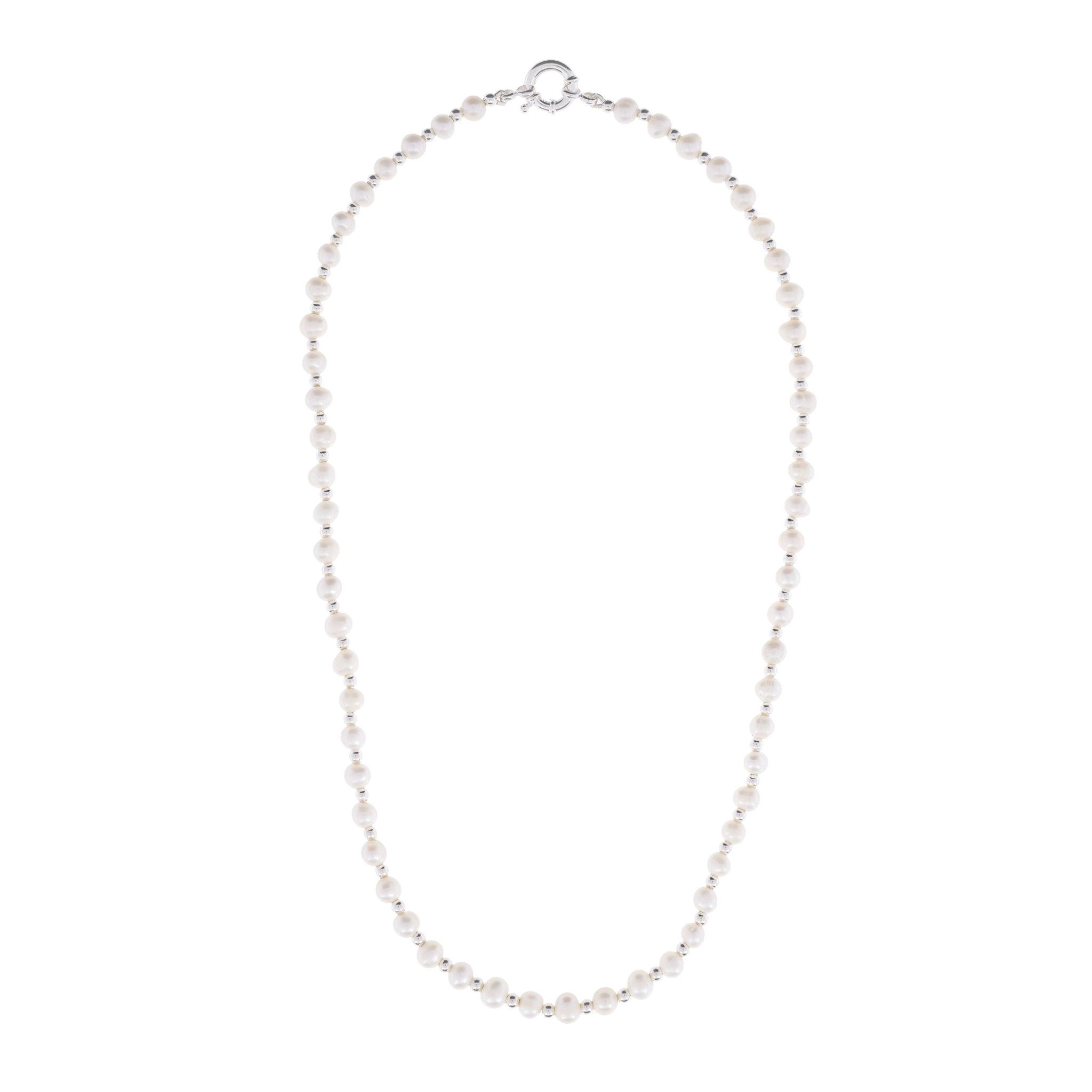 PEARL & SILVER BEAD NECKLACE | COLLAR DE PERLAS DE AGUA DULCE Y BALINES EN PLATA 925