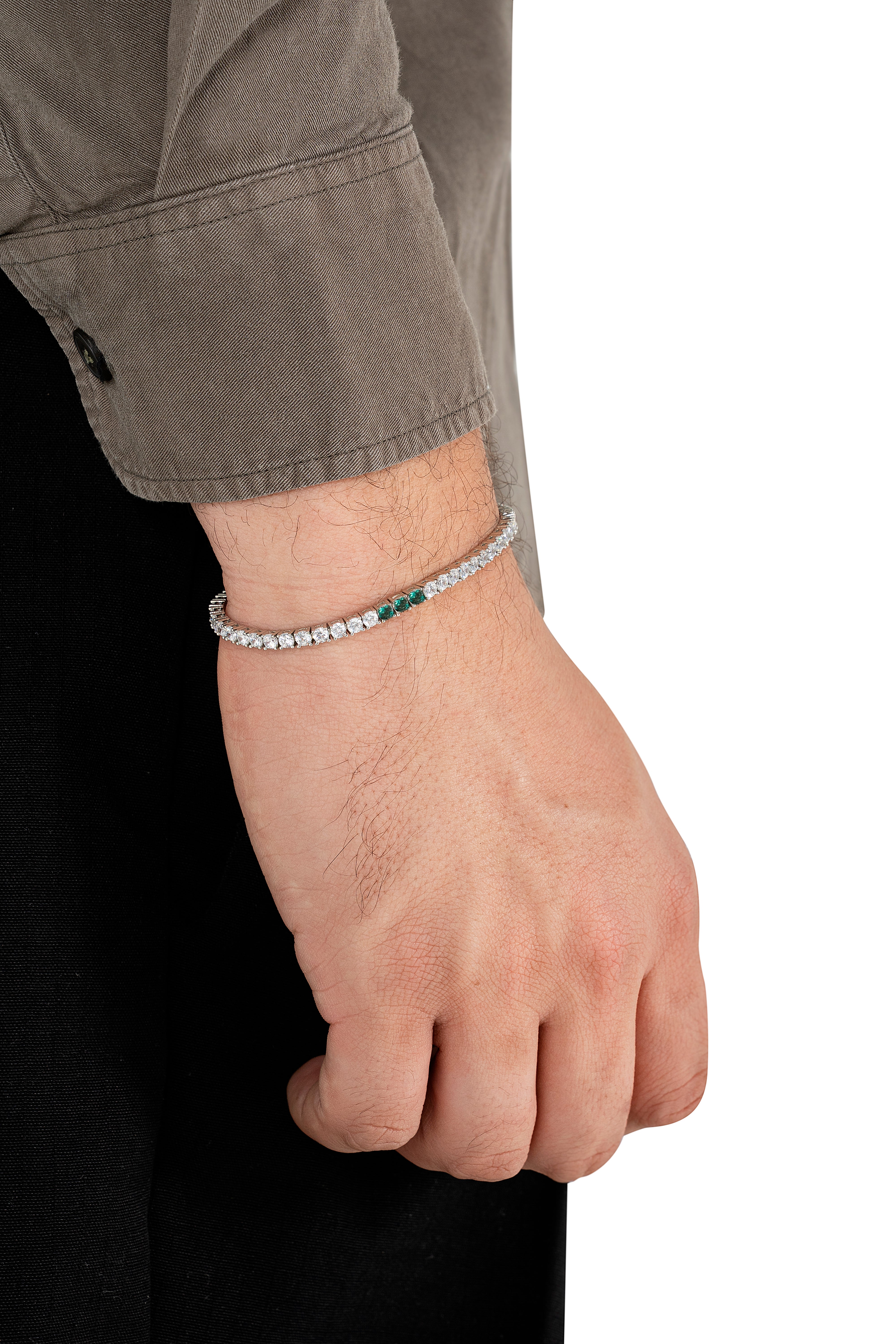 THE TRACE THREE BRACELET | PULSERA EN PLATA LEY 925 Y ESMERALDAS