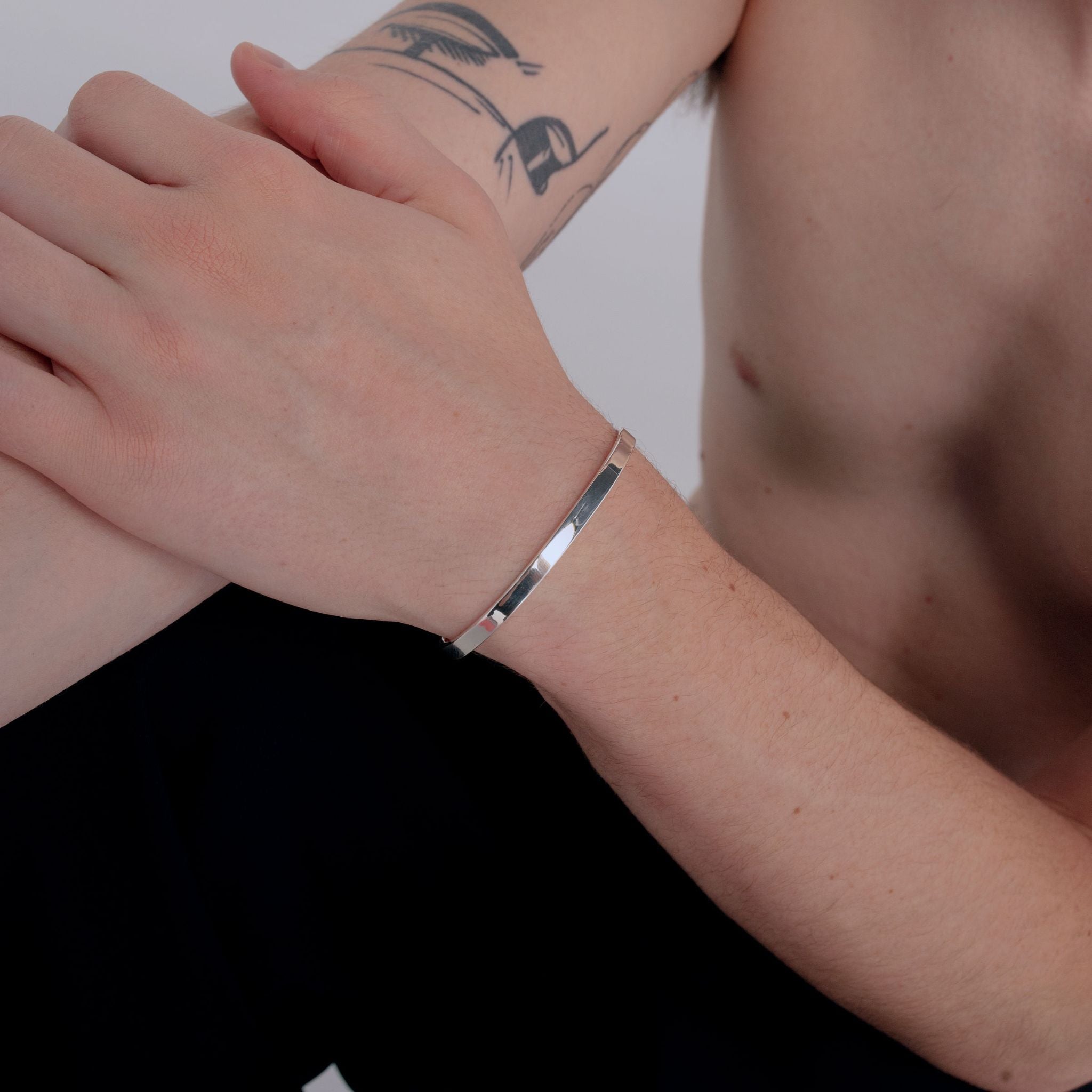 Pulsera de plata maciza 925 para hombre estilo minimalista 5 mm