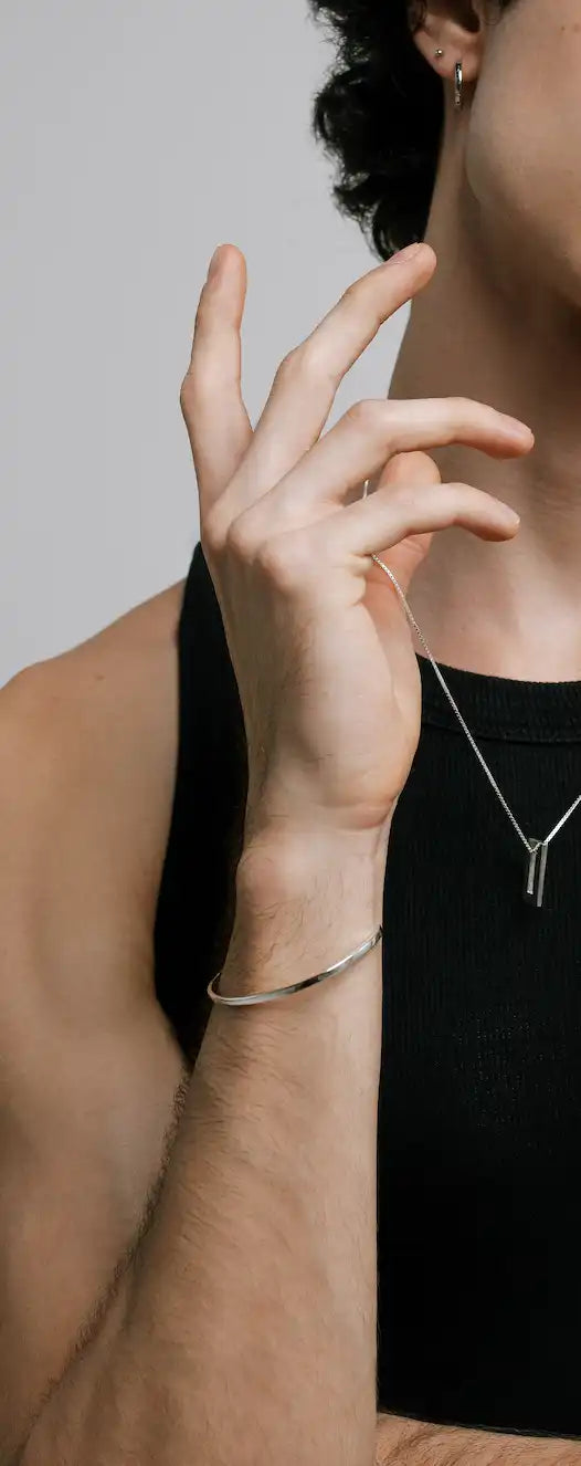 Silver cuff bracelet 925 for men minimalist design