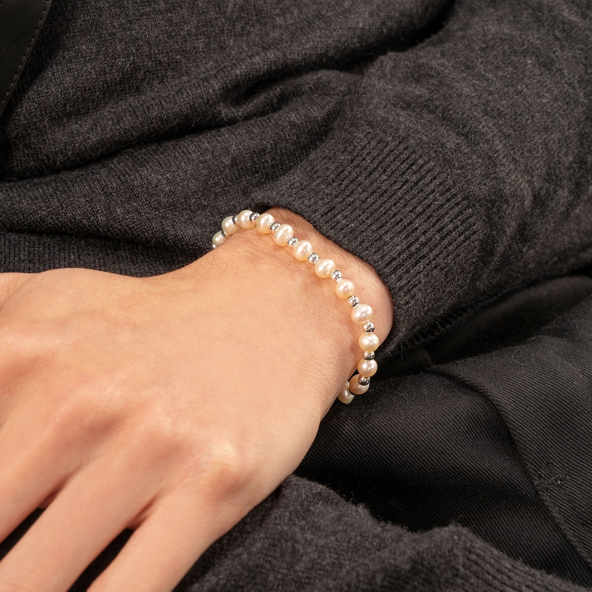 Pulsera de Perlas & Balines en Plata - BAROQ